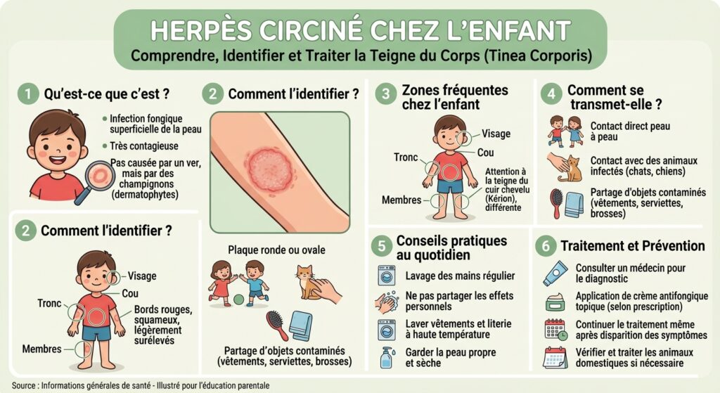 herpès circiné chez l'enfant infographie